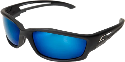 Edge Eyewear Kazbek GTSKAP218  Black Frame with Gasket Polarized Aqua Precision Blue Mirror Lens Glasses