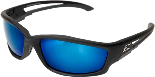 Edge Eyewear Kazbek TSKAP218  Black Frame Polarized Aqua Precision Blue Mirror Lens Glasses