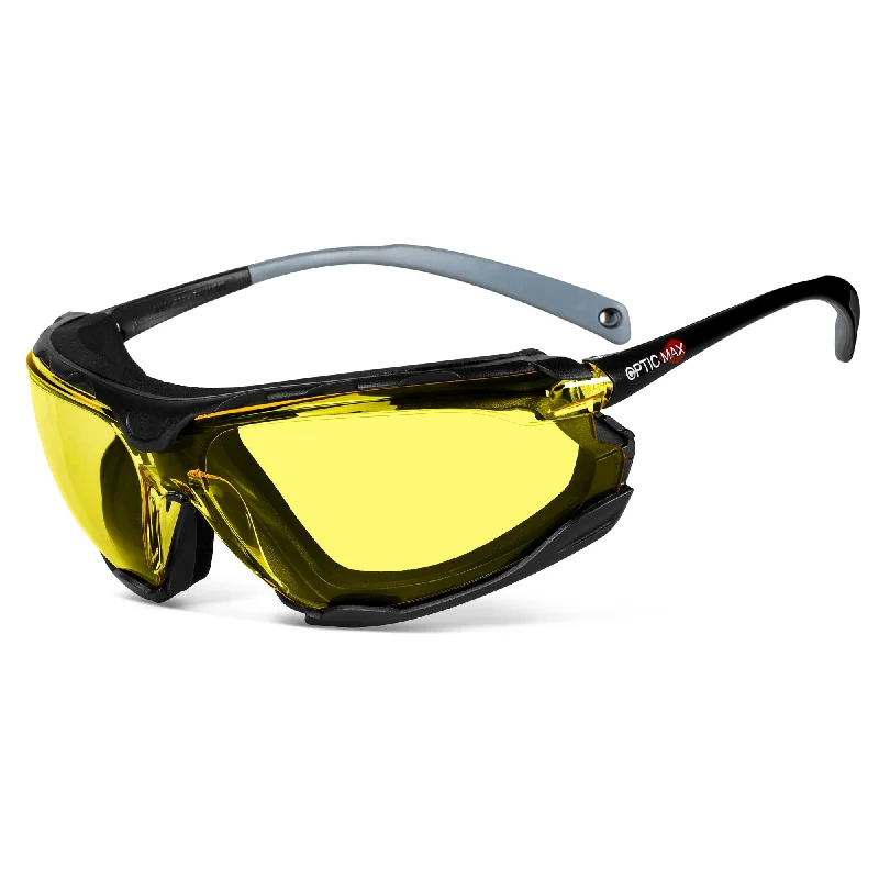 OPTIC MAX SAFETY GLASSES - REMOVABLE FRAME - AMBER ANTI-FOG LENS - 1 PAIR