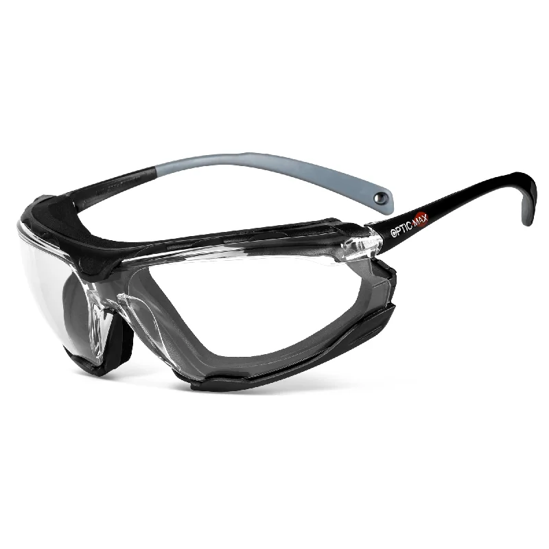 OPTIC MAX SAFETY GLASSES - REMOVABLE FRAME - CLEAR ANTI-FOG LENS - 1 PAIR