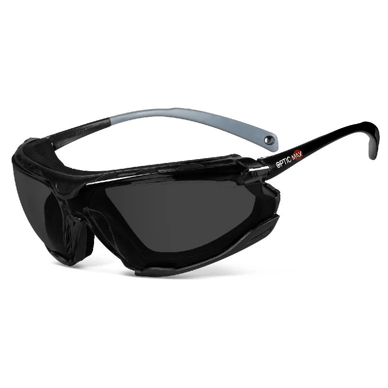 OPTIC MAX SAFETY GLASSES - REMOVABLE FRAME - GRAY ANTI-FOG LENS - 1 PAIR