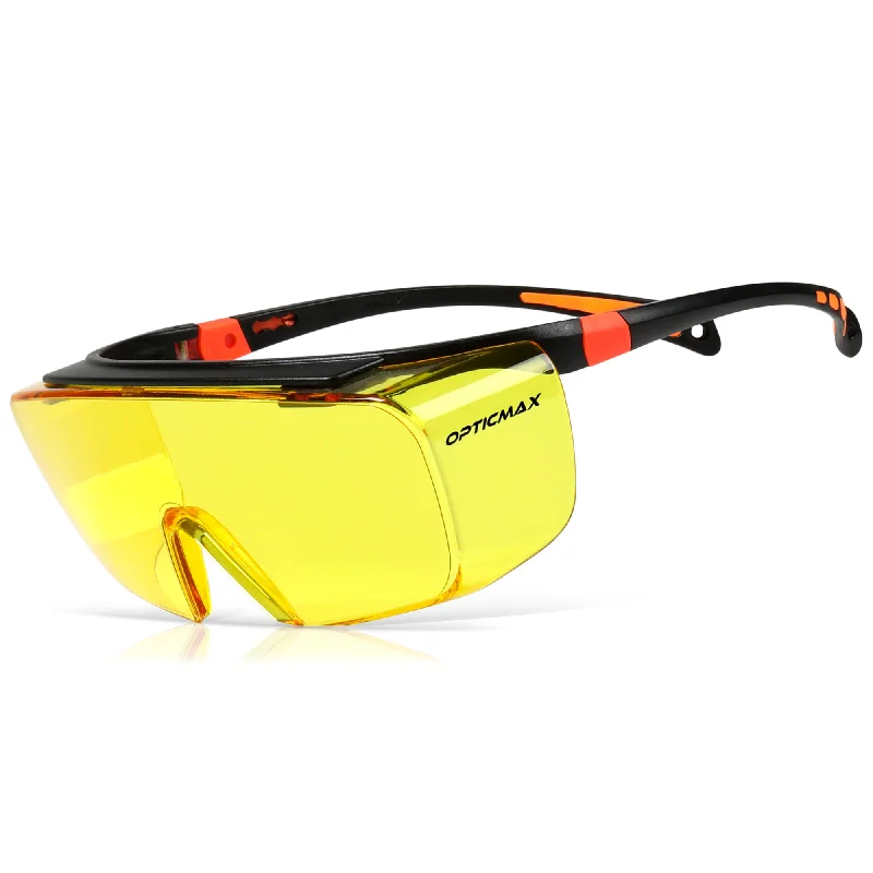 Optic Max Lightweight OTG Safety Glasses - Amber Anti-Fog Lens - 1 Pair