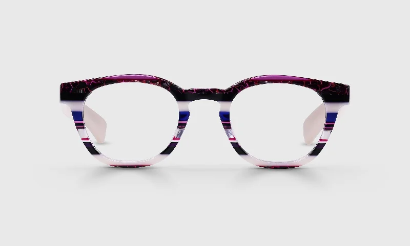 15 - Purple and Fuschia Multi-Stripe Front and Milky White Temples