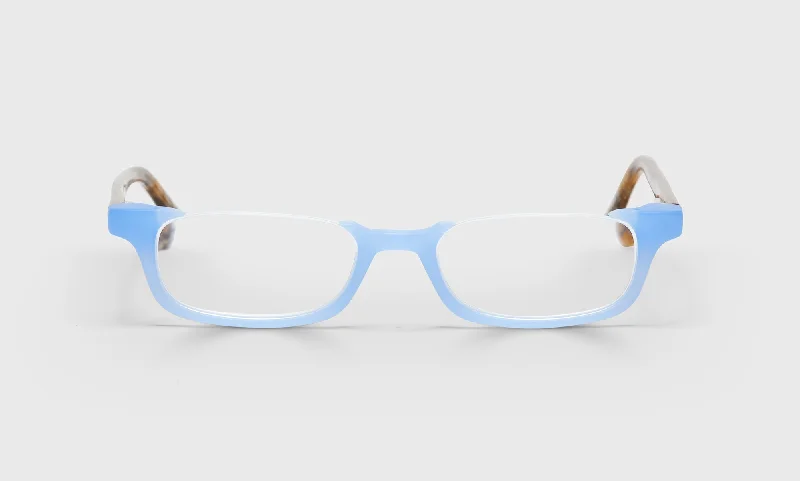 13 - Milky Blue Front with Brown and Blue Chop Temples