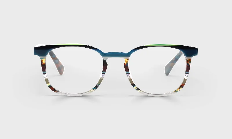 59 - Teal Multi-Stripe Front and Teal Tortoise Temples