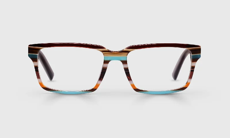 87 - Teal, Orange, and Maroon Stripe Front and Maroon Temples