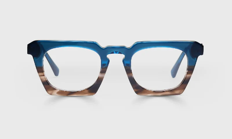 50 - Blue to Tortoise Fade Front with Blue Crystal Temples