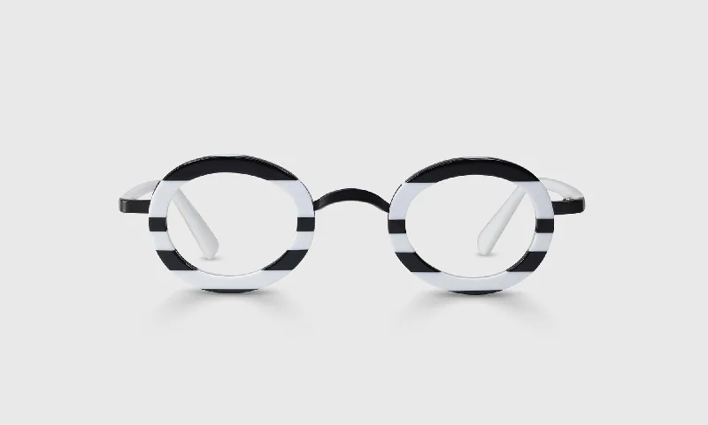 00 - Black and White Stripe Front and White Temples