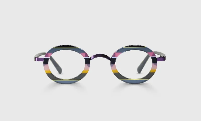 15 - Pink and Yellow Multi-Stripe Front and Grey Temples