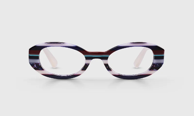 15 - Purple and Fuschia Multi-Stripe Front and Milky White Temples