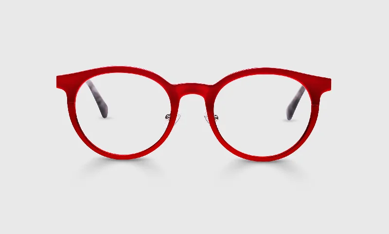 01 - Satin Matte Ruby Red Metal Front and Temples