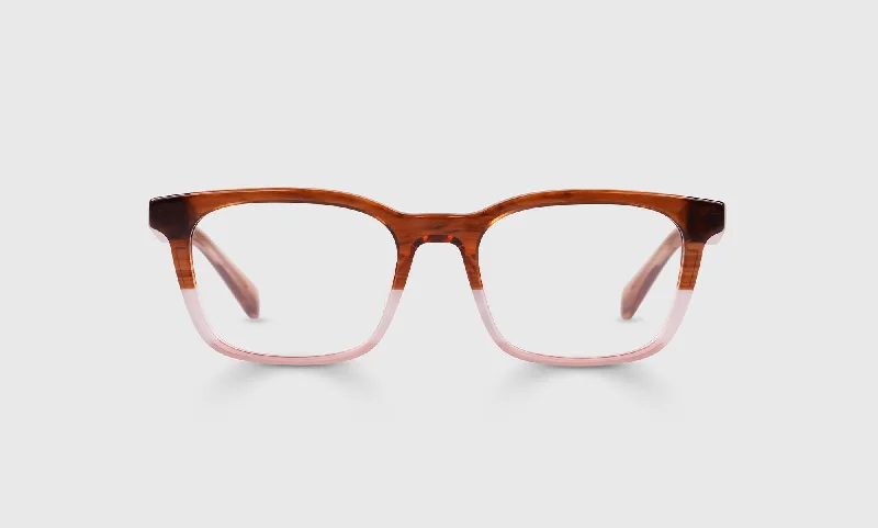 88 - Walnut, Grey, and Blush Crystal Front and Blush Temples