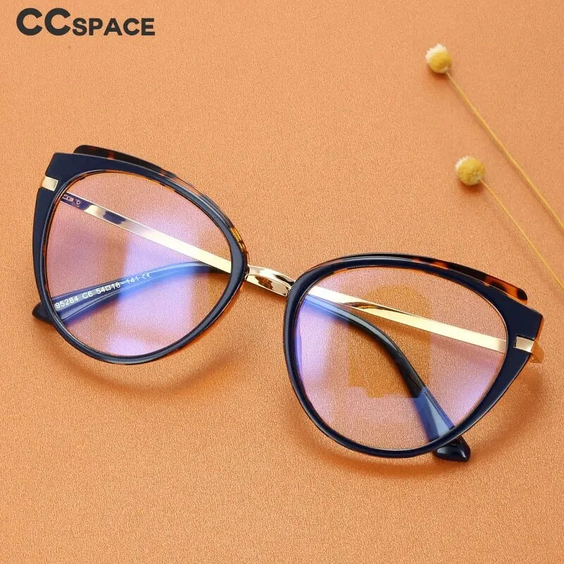 CCspace Unisex Full Rim Cat Eye Tr 90 Titanium Reading Glasses R48270