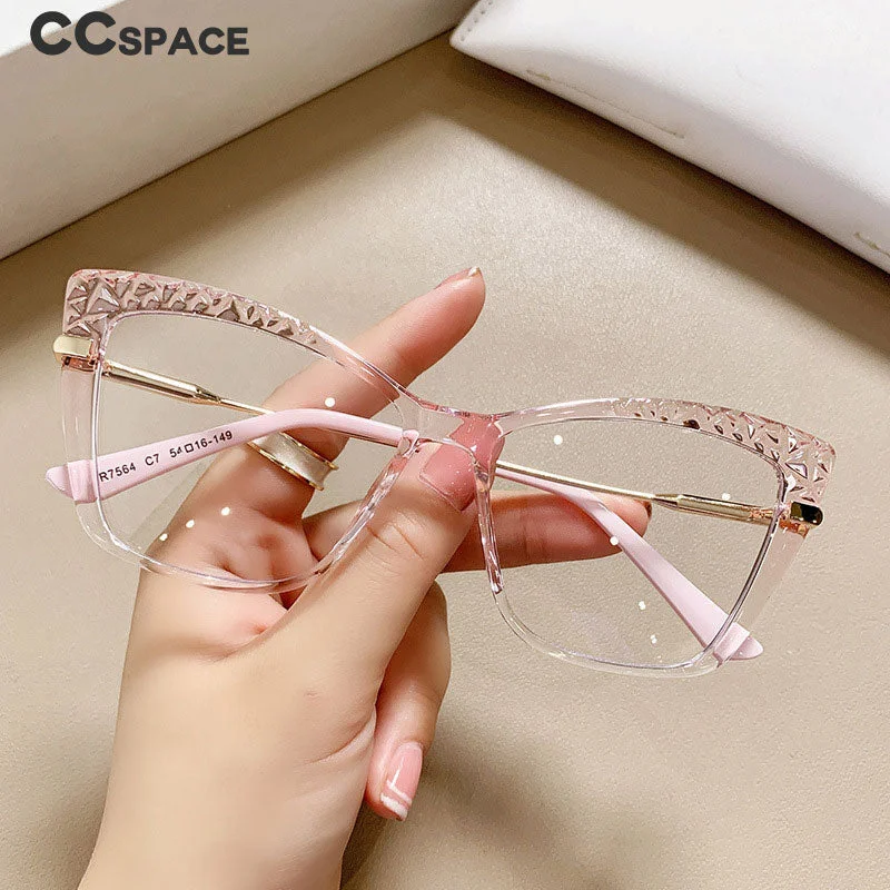 CCspace Unisex Full Rim Cat Eye Tr 90 Titanium Reading Glasses R53355