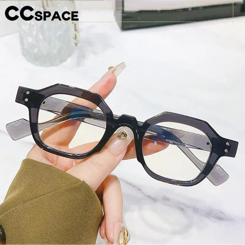 CCspace Unisex Full Rim Flat Top Polygon Polycarbonate Reading Glasses R57193