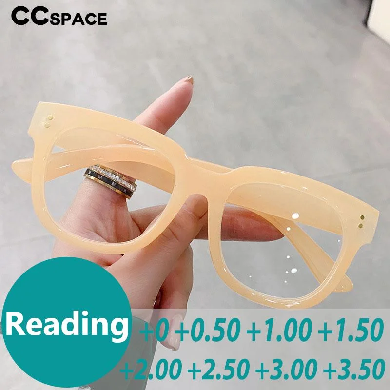 CCspace Unisex Full Rim Square Cat Eye Acetate Reading Glasses 55620