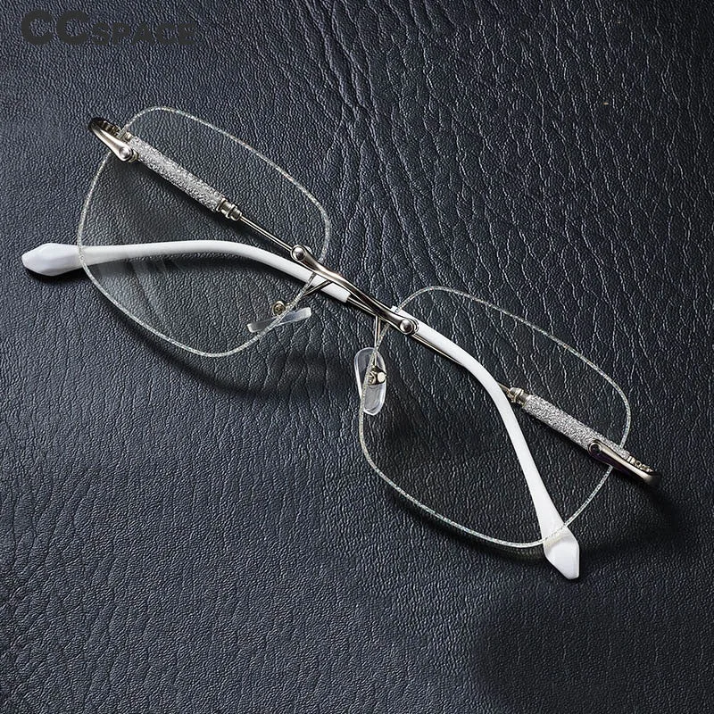 CCspace Unisex Rimless Square Alloy Hyperopic Reading Glasses 55738