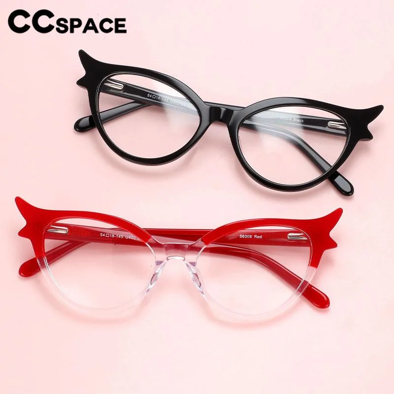 CCspace Women's Full Rim Oval Cat Eye Acetate Hyperopic Reading Glasses R56308