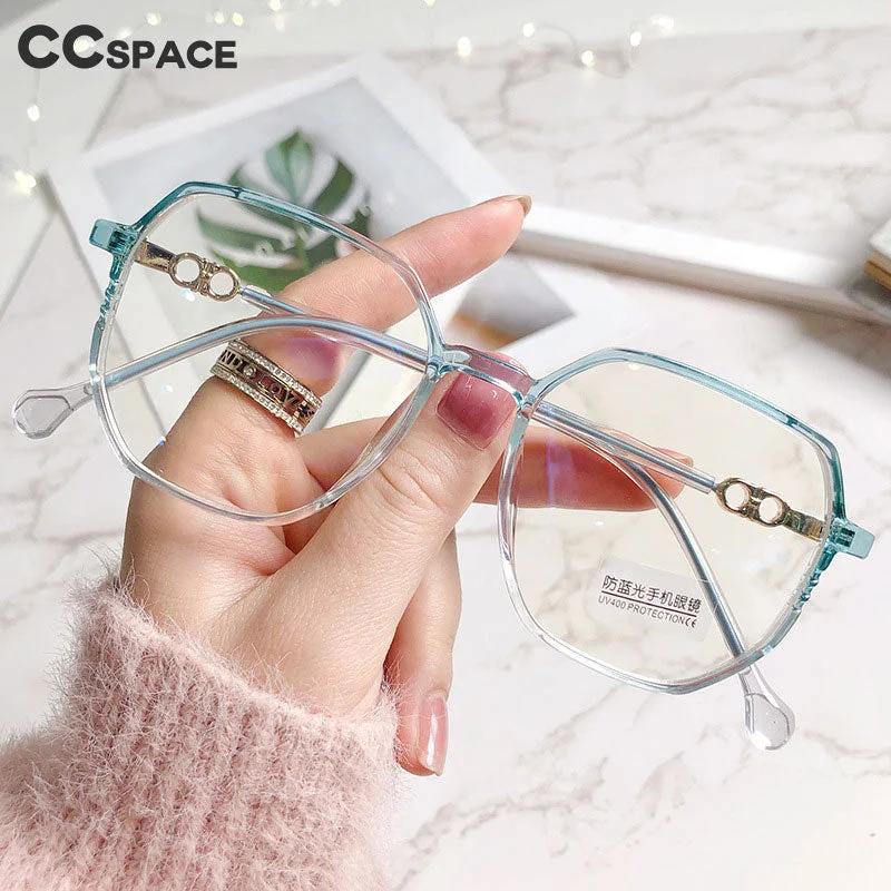 CCspace Women's Full Rim Polygon TR 90 Alloy Myopic Reading Glasses 56224