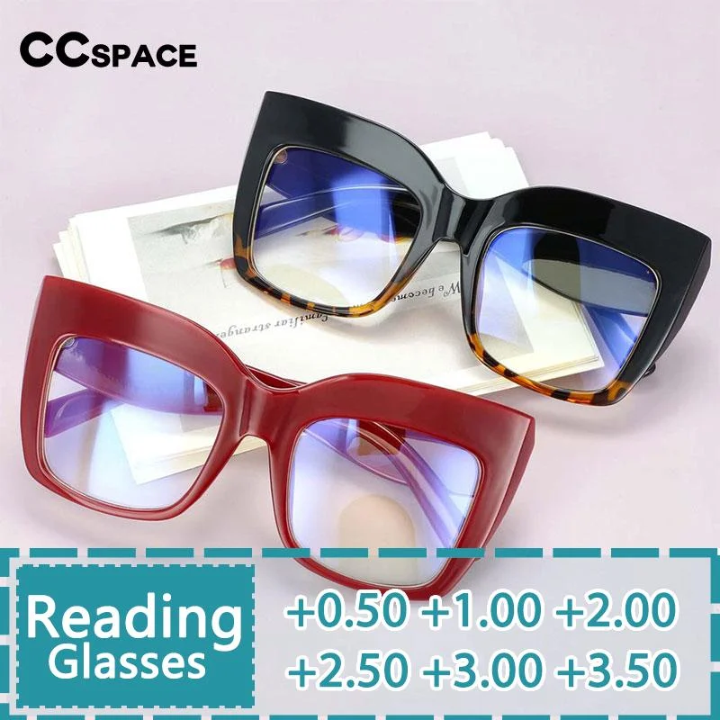 CCspace Women's Full Rim Square Cat Eye PC Reading Glasses R54084