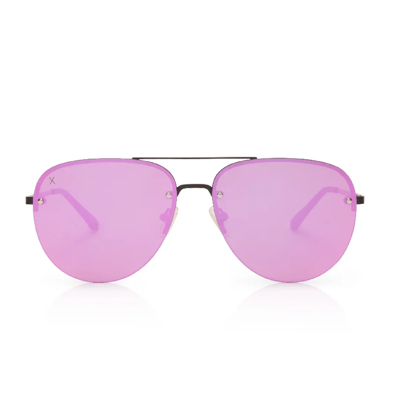 cienega - matte black + pink mirror sunglasses