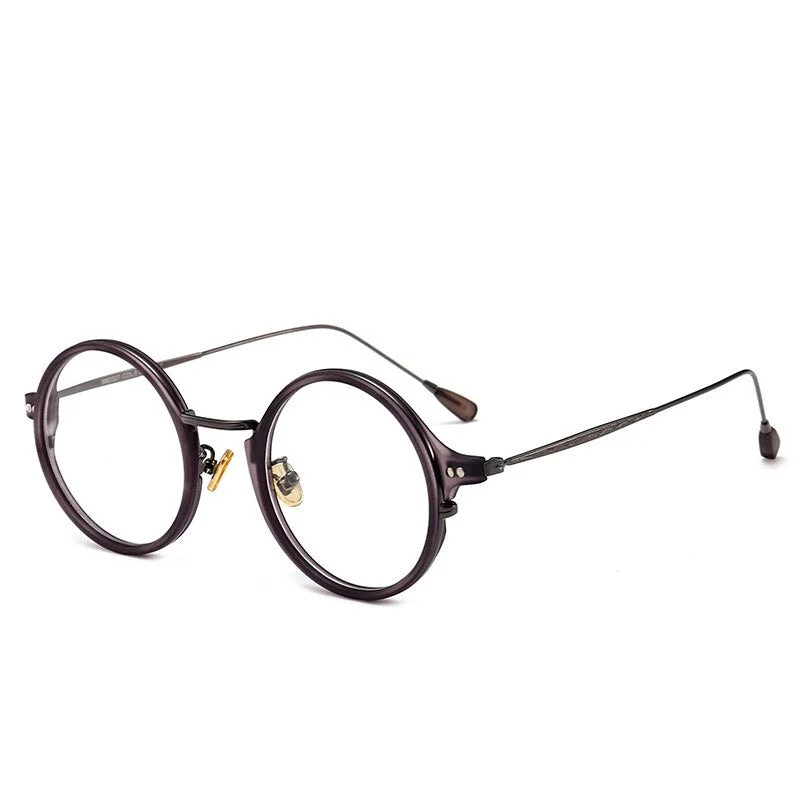 Cubojue Unisex Full Rim Round Acetate Alloy Hyperopic Reading Glasses 6810