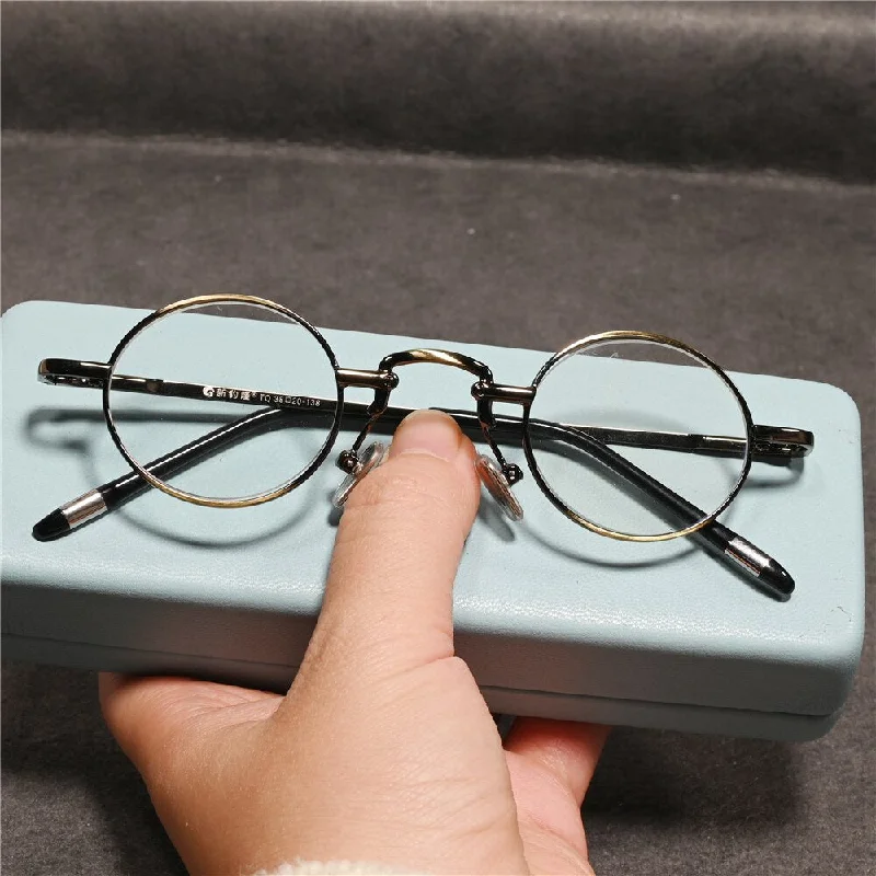 Cubojue Unisex Full Rim Small Round Alloy Hyperopic Reading Glasses Tq38