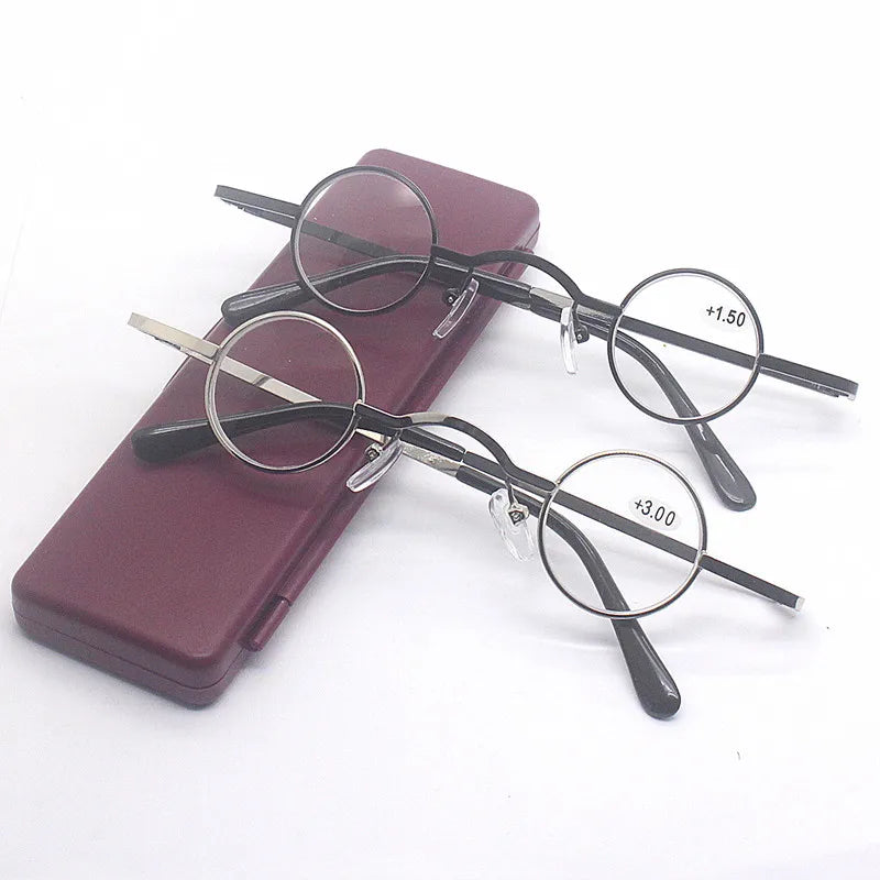 Cubojue Unisex Full Rim Small Round Alloy Reading Glasses 2330