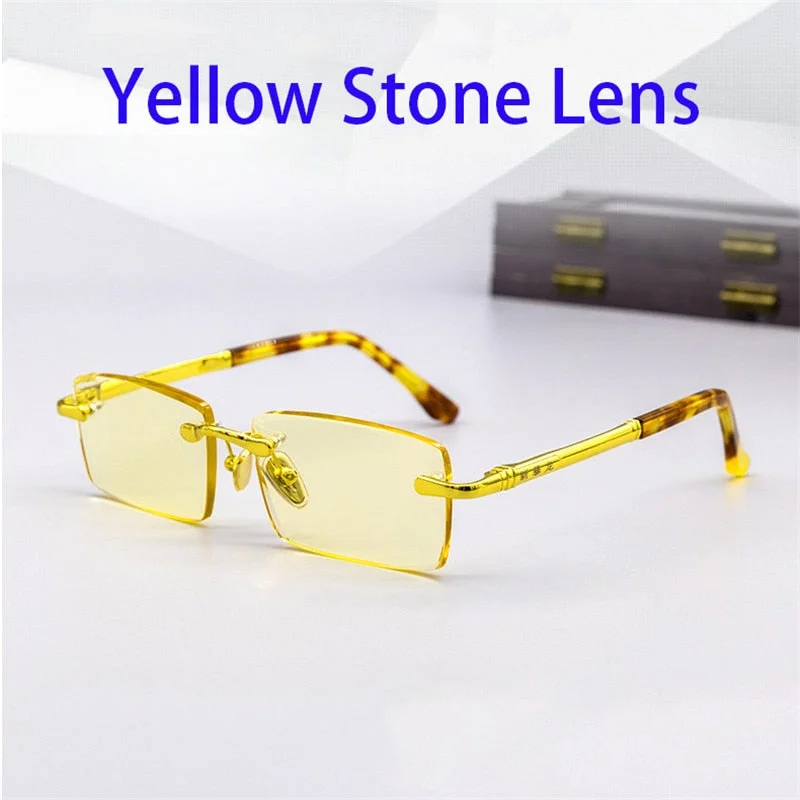 Cubojue Unisex Rimless Square Alloy Mineral Lens Presbyopic Reading Glasses