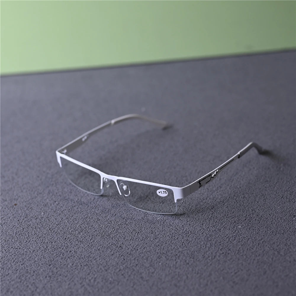 Cubojue Unisex Semi Rim Rectangle Alloy Reading Glasses 6449