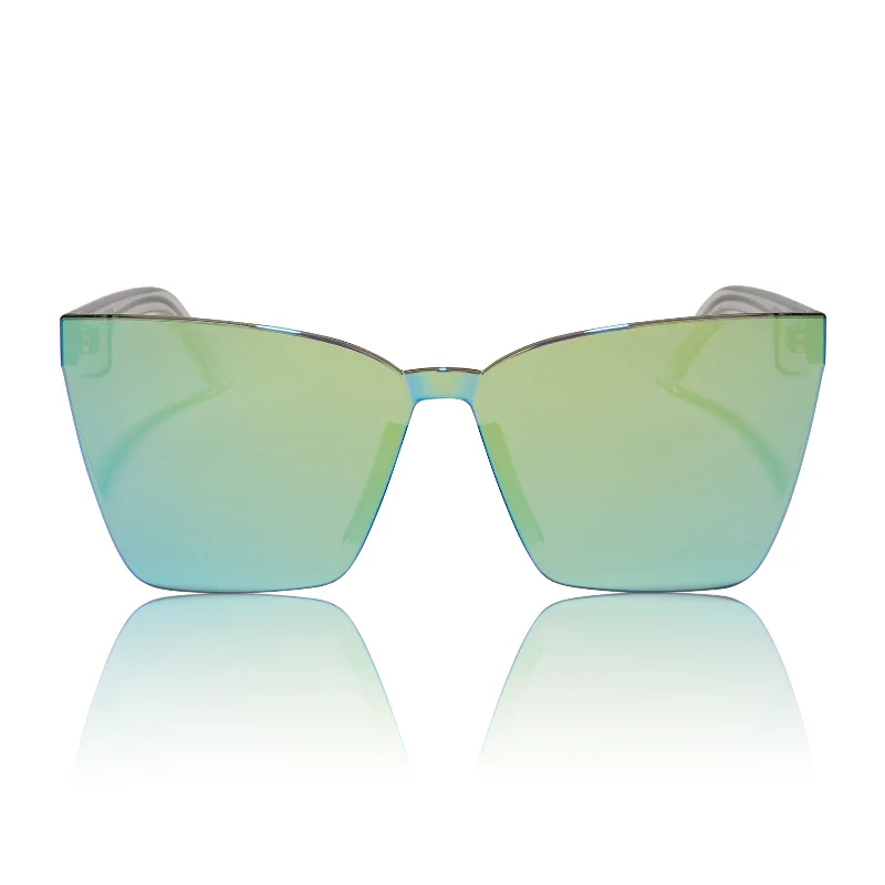 glendale - crystal clear + cyan mirror sunglasses