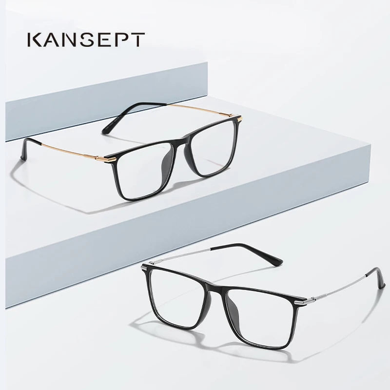 Kansept Men's Full Rim Square Tr 90 Titanium Reading Glasses K007