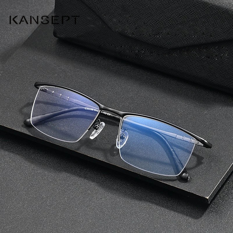 Kansept Men's Semi Rim Brow Line Alloy Reading Glasses 33256