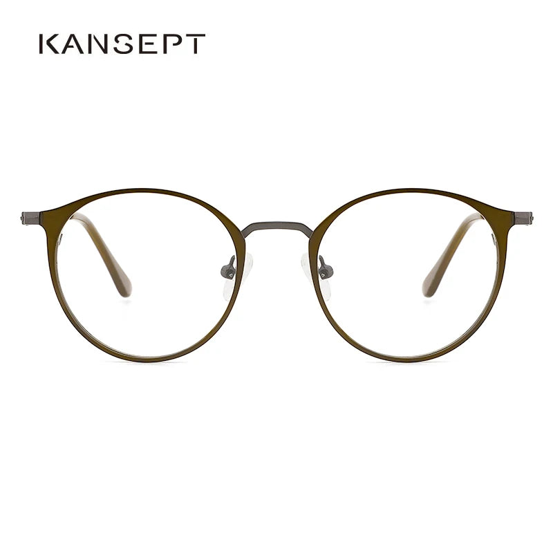 Kansept Unisex Full Rim Round Stainless Steel Reading Glasses K0024