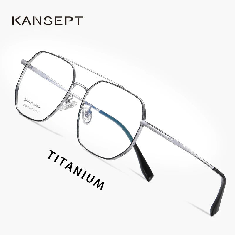 Kansept Unisex Full Rim Square Double Bridge Titanium Reading Glasses 6222