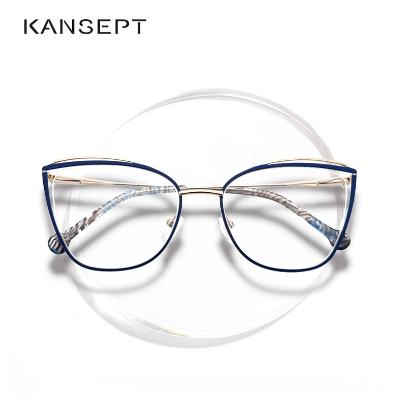 Kansept Women's Full Rim Cat Eye Stainless Steel Reading Glasses 3535