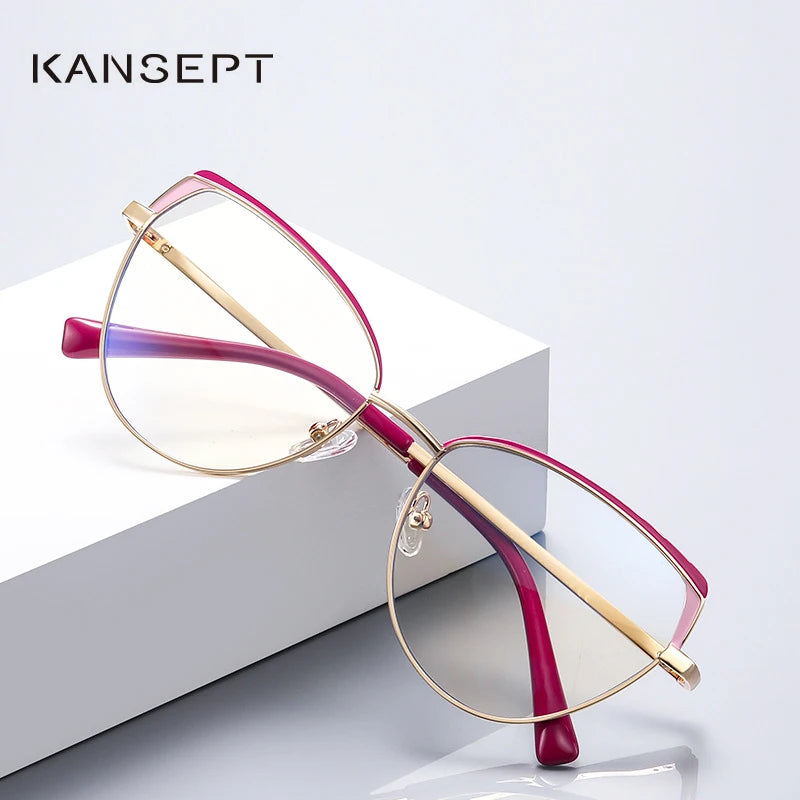 Kansept Women's full Rim Oval Cat Eye Tr 90 Alloy Reading Glasses 3105