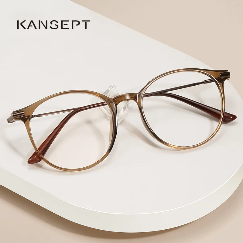 Kansept Women's Full Rim Round Oval Tr 90 Titanium Reading Glasses 44008