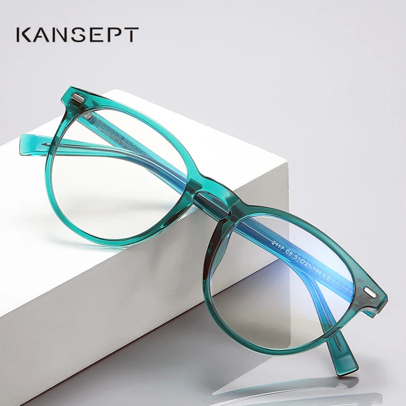 Kansept Women's Full Rim Round Tr 90 Alloy Reading Glasses 2117