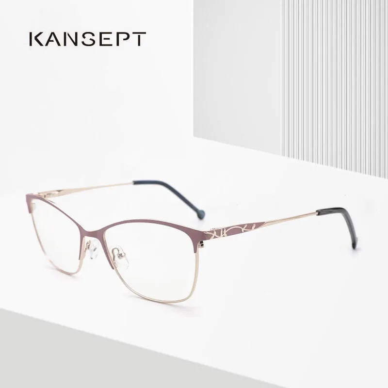 Kansept Women's Full Rim Square Alloy Acetate Reading Glasses 42198