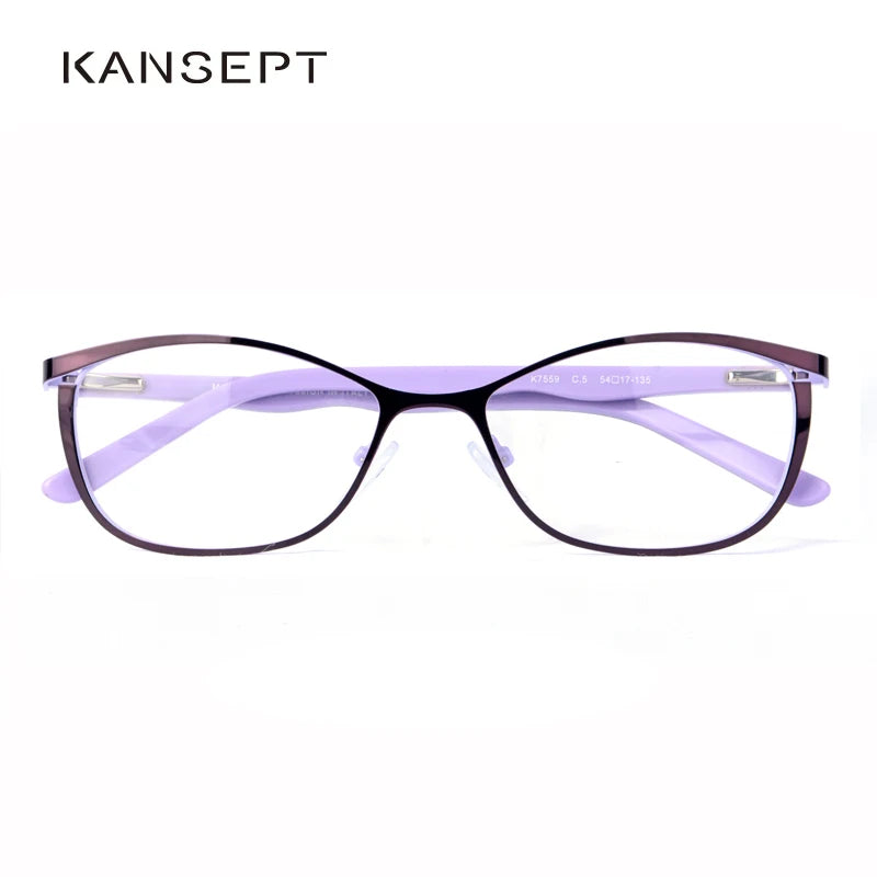 Kansept Women's Full Rim Square Cat Eye Stainless Steel Eyeglasses 759