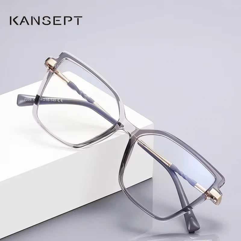 Kansept Women's Full Rim Square Cat Eye Tr 90 Alloy Reading Glasses 2208