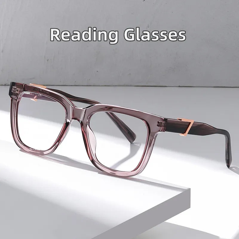 Kocolior Unisex Full Rim Square Acetate Alloy Hyperopic Reading Glasses C911