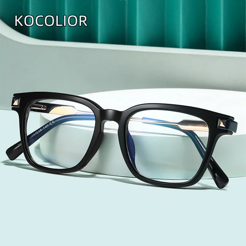 Kocolior Unisex Full Rim Square Tr 90 Alloy Hyperopic Reading Glasses 2068