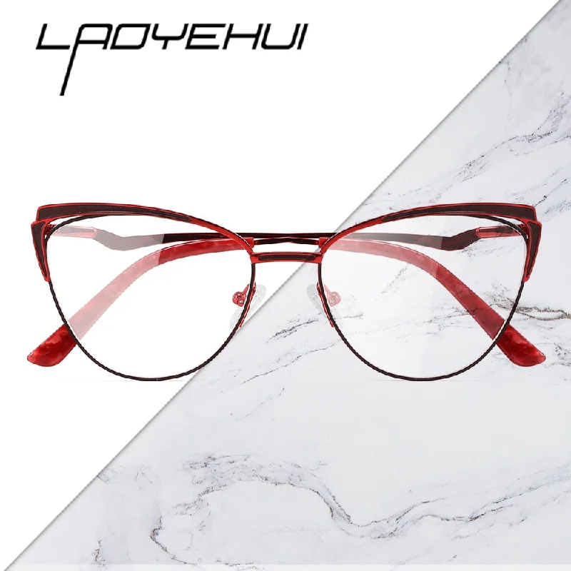 Laoyehui Women's Full Rim Cat Eye Alloy Presbyopic Reading Glasses Glr8577