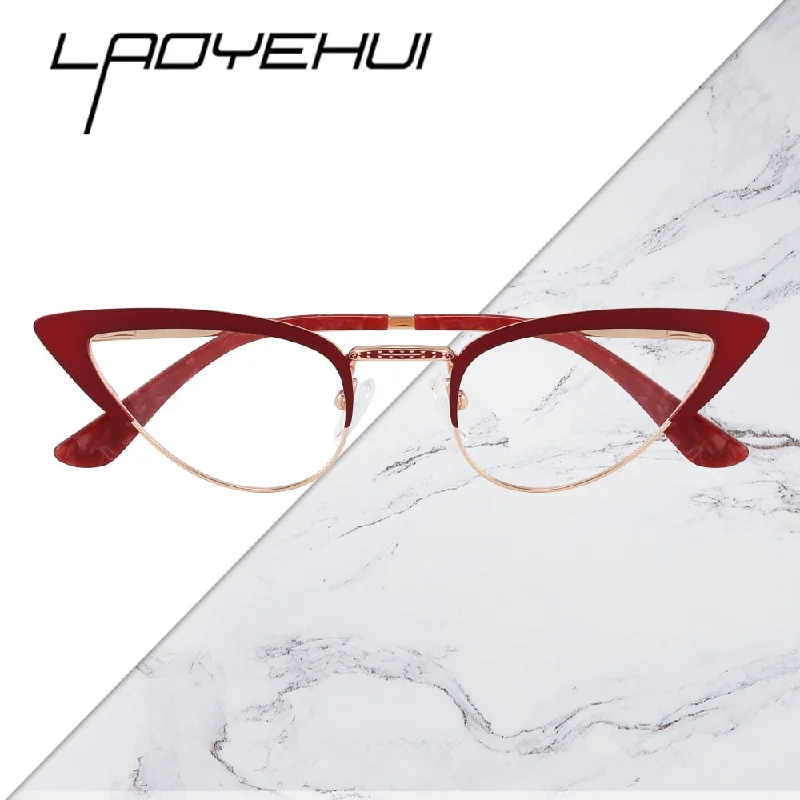 Laoyehui Women's Full Rim Cat Eye Alloy Presbyopic Reading Glasses Glr8931