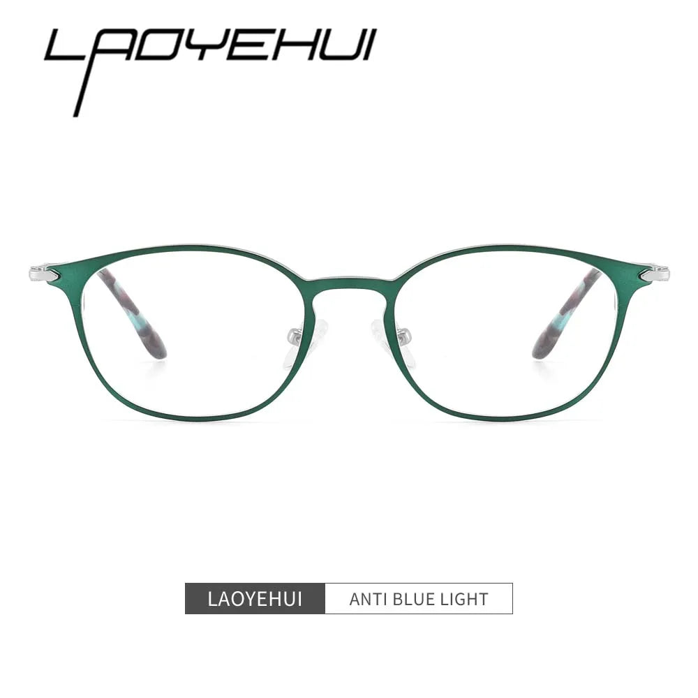 Laoyehui Women's Full Rim Round Alloy Acetate Reading Glasses L8973