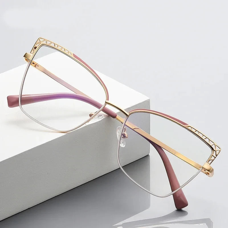 Laoyehui Women's Full Rim Square Cat Eye Alloy Eyeglasses L3106