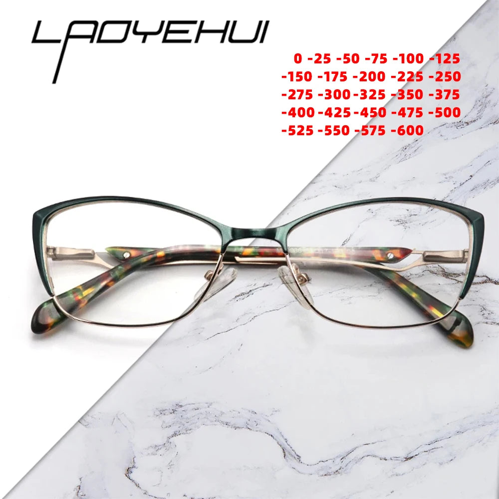 Laoyehui Women's Full Rim Square Cat Eye Alloy Reading Glasses 120036