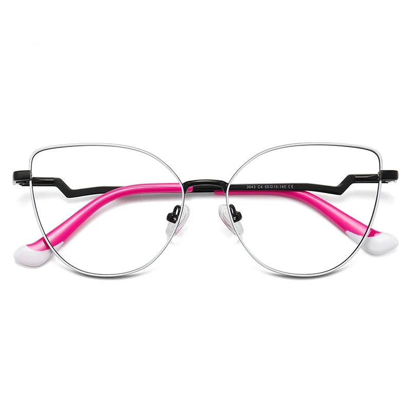 Laoyehui Women's Full Rim Square Cat Eye Alloy Reading Glasses Ms003